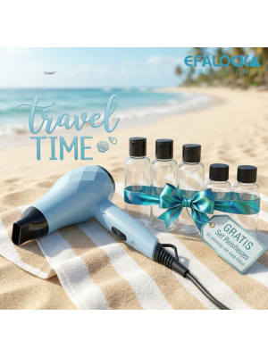 EFALOCK TRAVEL ACTIE DIAMOND MINI FÖHN SKY BREEZE + GRATIS SET REISFLESJES