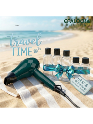 EFALOCK TRAVEL ACTIE DIAMOND MINI FÖHN TEAL STAR + GRATIS SET REISFLESJES