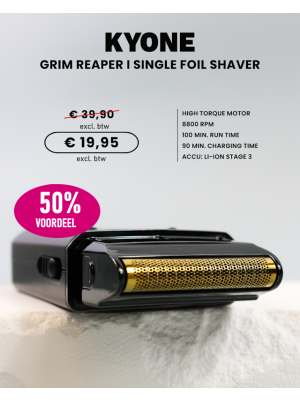 KYONE AANBIEDING GRIM REAPER I SINGLE FOIL SHAVER MET 50% KORTING