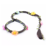 HAARBAND BLOEMEN MET LANGE VLECHT BRUIN