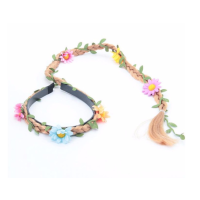 HAARBAND BLOEMEN MET LANGE VLECHT GOUD BLOND