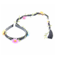 HAARBAND BLOEMEN MET LANGE VLECHT ZWART