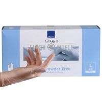 ABENA HANDSCHOENEN VINYL POEDERVRIJ MAAT L - TRANSPARANT 100 st.