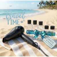 EFALOCK TRAVEL ACTIE DIAMOND MINI FÖHN BLACK RUBY + GRATIS SET REISFLESJES