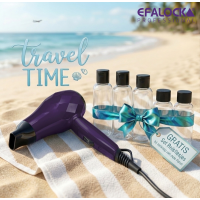 EFALOCK TRAVEL ACTIE DIAMOND MINI FÖHN FRESH PURPLE + GRATIS SET REISFLESJES