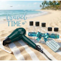 EFALOCK TRAVEL ACTIE DIAMOND MINI FÖHN TEAL STAR + GRATIS SET REISFLESJES