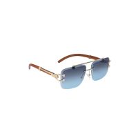 ZONNEBRIL LUIPAARD MET HOUTEN DETAILS BLAUW