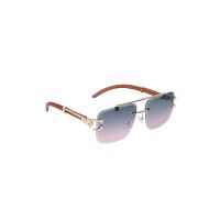 ZONNEBRIL LUIPAARD MET HOUTEN DETAILS ROZE