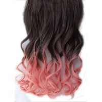 CLIP IN HAIREXTENSIONS CURLY / DIP DYE BROWN TO PINK
