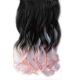 CLIP IN HAIREXTENSIONS CURLY / DIP DYE BLACK TO PINK